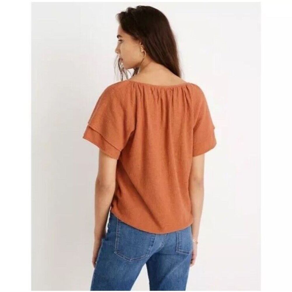 Madewell Women's Orange Tiered Sleeve Blouse L7353- L – Stylish & Comfortable - Picture 2 of 12